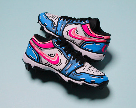 Kids Cartoon Jordan 1 Multisport Cleats (Uni Blue Colorway)